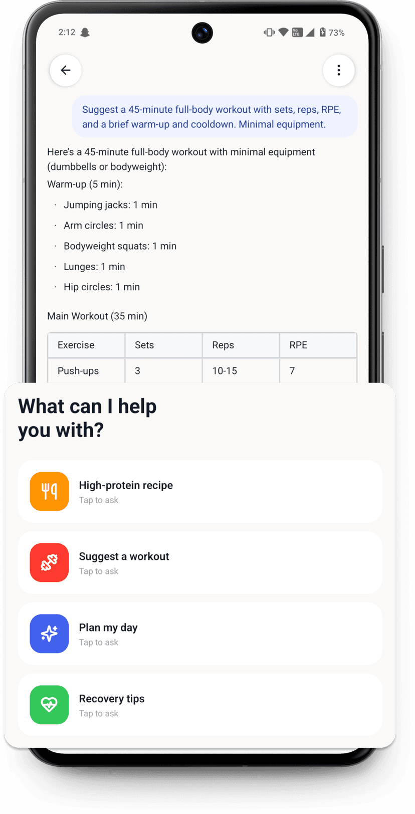 AI health coach chat