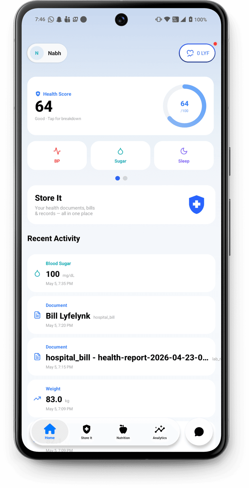 Smart health tracking dashboard